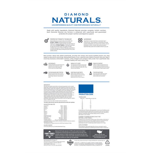 Diamond Naturals Adult Beef Meal & Rice Dry Dog Food (40lb)