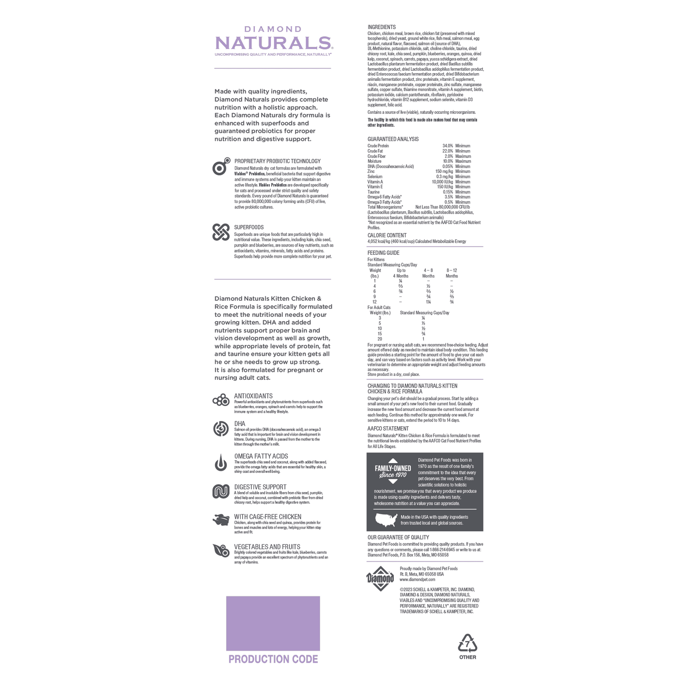 Diamond Naturals Kitten Chicken and Rice Dry Dog Food (6lb) - Dry Cat Food - The Family Pet