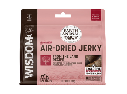 Earth Animal Wisdom Air Dried From The Land Jerky Dog Treats (4oz) - Earth Animal Dog Treats - The Family Pet