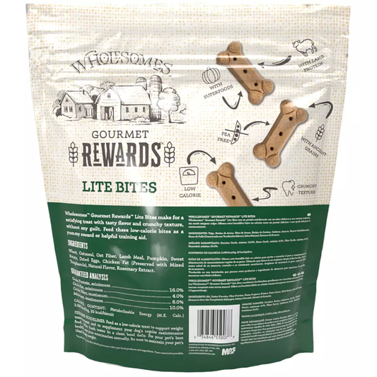 Wholesomes Adult Lite Bites Dog Treats (3lb) - Crunchy Dog Treats - The Family Pet
