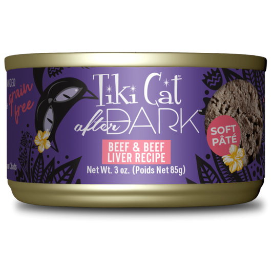 Tikicat Adult After Dark Beef and Beef Liver Soft Pate (3oz) - Tikicat Wet Cat Food - The Family Pet