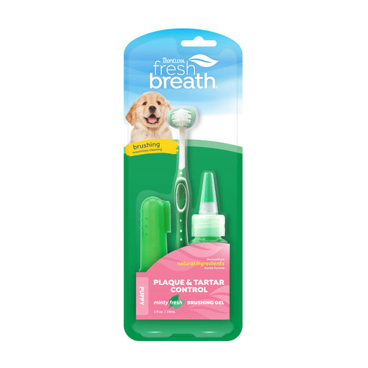 2oz Tropiclean Oral Clean Puppy Kit - Dog Toothbrush Kit - The Family Pet
