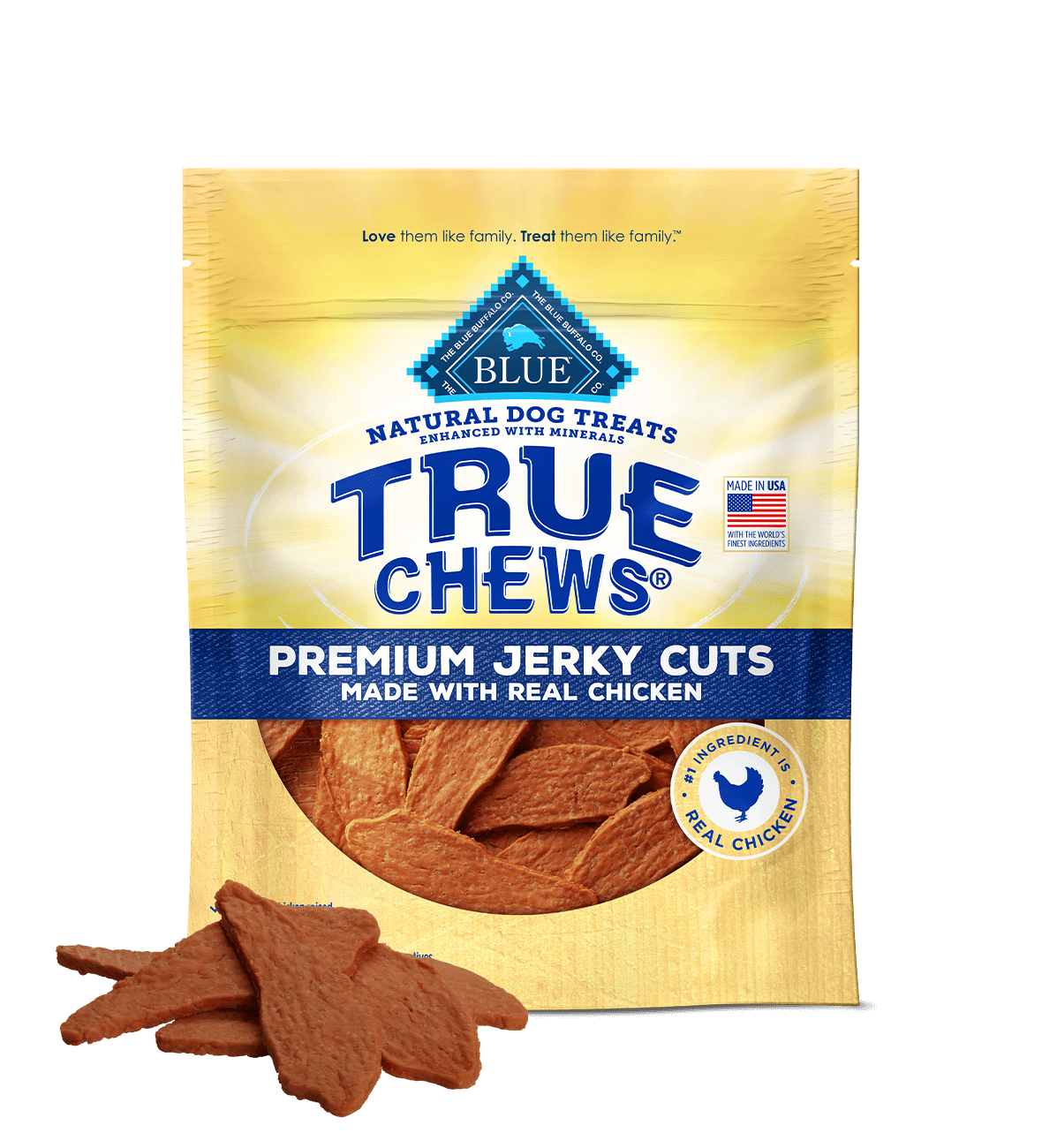 Blue Buffalo True Chews Jerky Cuts Chicken Dog Treats (12oz) - Blue Buffalo Soft Dog Treats - The Family Pet