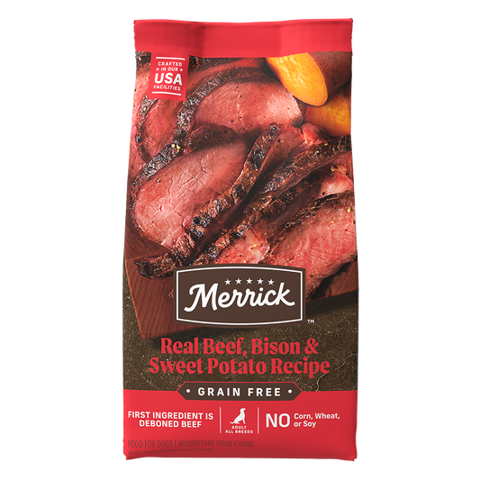 Merrick Grain Free Adult Beef, Bison and Sweet Potato Dog Dry Food - Dry Dog Food - The Family Pet