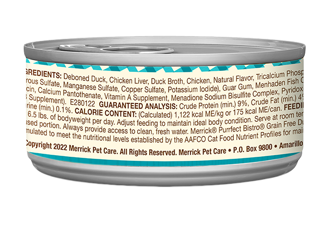 Merrick Purrfect Bistro Grain Free Adult Duck Pate Cat Food (3oz) - Merrick Wet Cat Food - The Family Pet