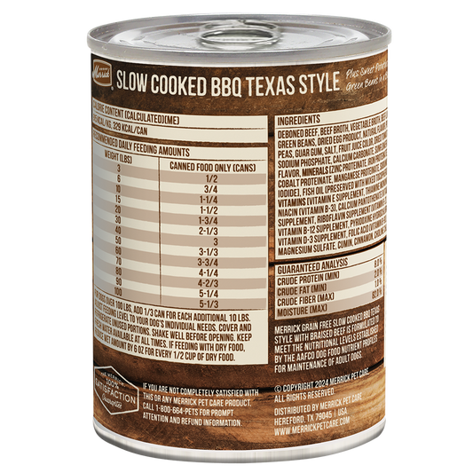 Merrick Slow Cooked Grain Free Adult Texas Beef Wet Dog Food (12.7oz) - Wet Dog Food - The Family Pet