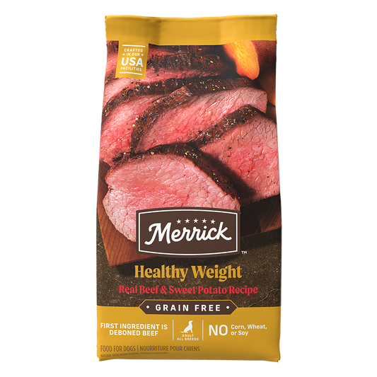 Merrick Grain Free Healthy Weight Adult Beef and Sweet Potato Dog Dry Food (22lb) - Merrick Dry Dog Food - The Family Pet