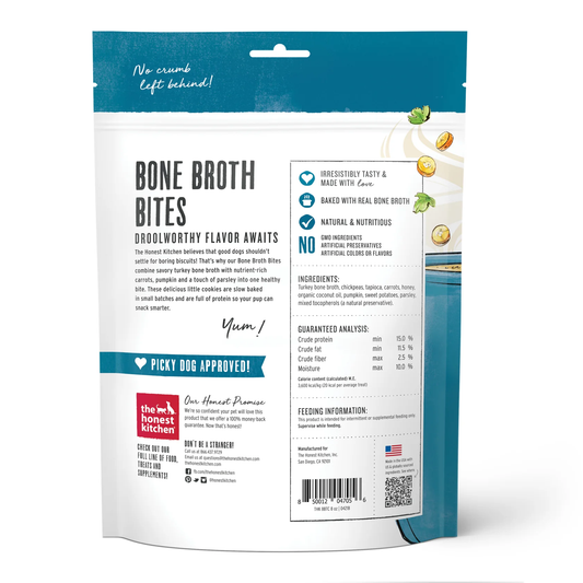 Honest Kitchen Bone Broth Bites Turkey and Pumpkin Dog Treats (8oz) - Honest Kitchen Dog Treats - The Family Pet