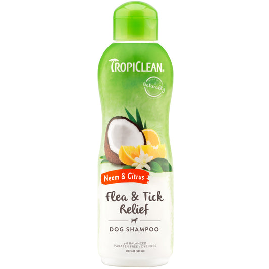 Tropiclean Neem and Citrus Flea and Tick Relief Dog Shampoo (20oz) - Dog Shampoo - The Family Pet