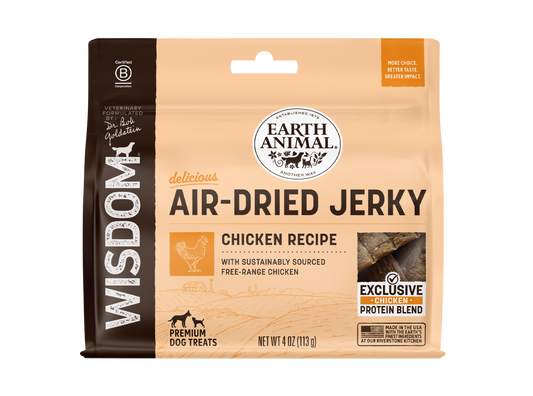 Earth Animal Wisdom Air Dried Chicken Jerky Dog Treats (4oz) - Earth Animal Dog Treats - The Family Pet