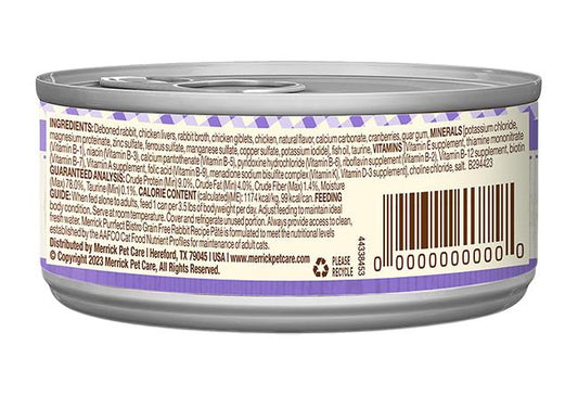 Merrick Purrfect Bistro Grain Free Adult Rabbit Pate Cat Food
