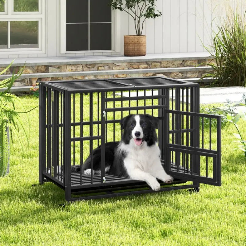 Purrfect Pet Kingdom Indestructible Dog Cage for Big Dogs Black Purrfect Pet Kingdom