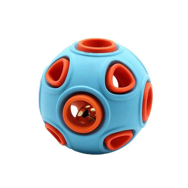 Purrfect Pet Kingdom interactive dog toy with lights in blue and orange puzzle ball design