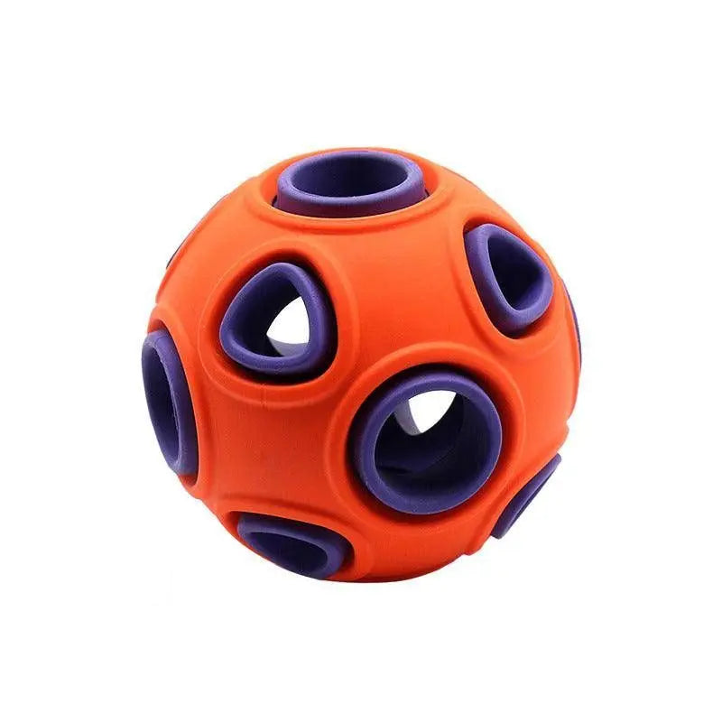 Purrfect Pet Kingdom orange and purple interactive dog toy with lights and multiple holes for puzzle play