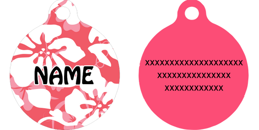 Island Floral Pink HD Dog ID Tag