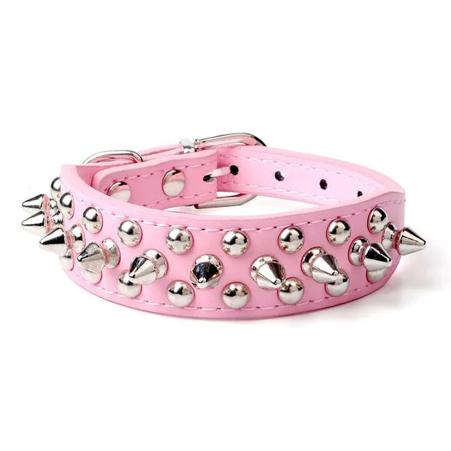 Rugged Leather Spiked Collar for Dogs and Cats - Ameraeon