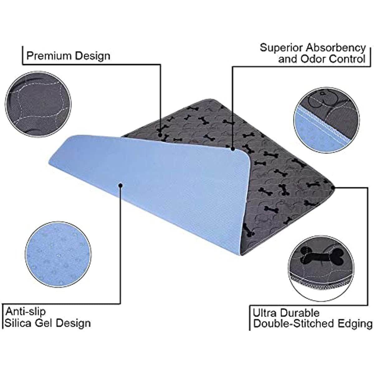 Purrfect Pet Kingdom washable pee pads for cats and dogs with anti-slip silica gel and double-stitched edging