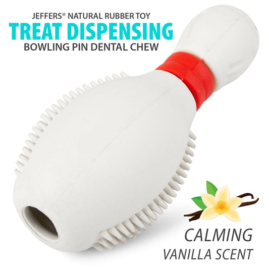 Jeffers Bowling Pin Natural Rubber Treat Dispensing Dental Chew