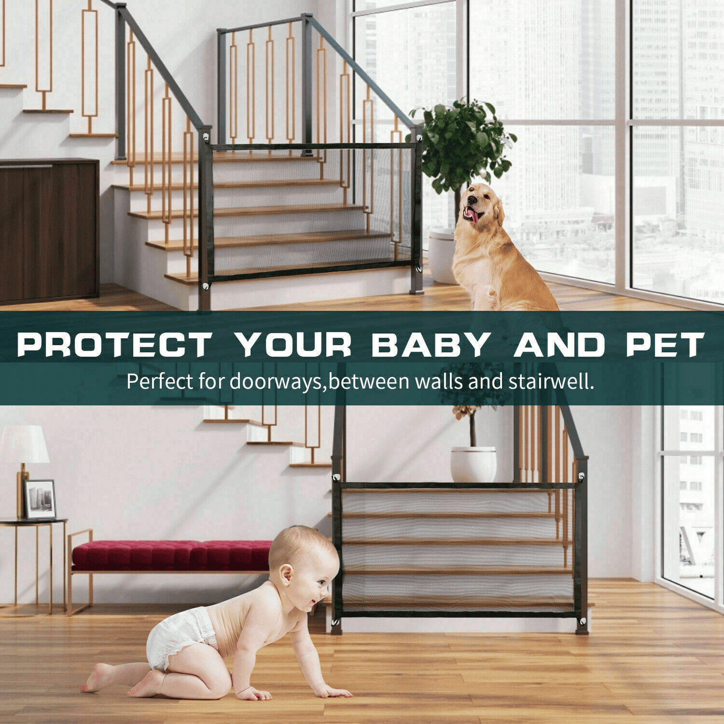 Purrfect Pet Kingdom Mesh Dog Gate for Doorways Purrfect Pet Kingdom