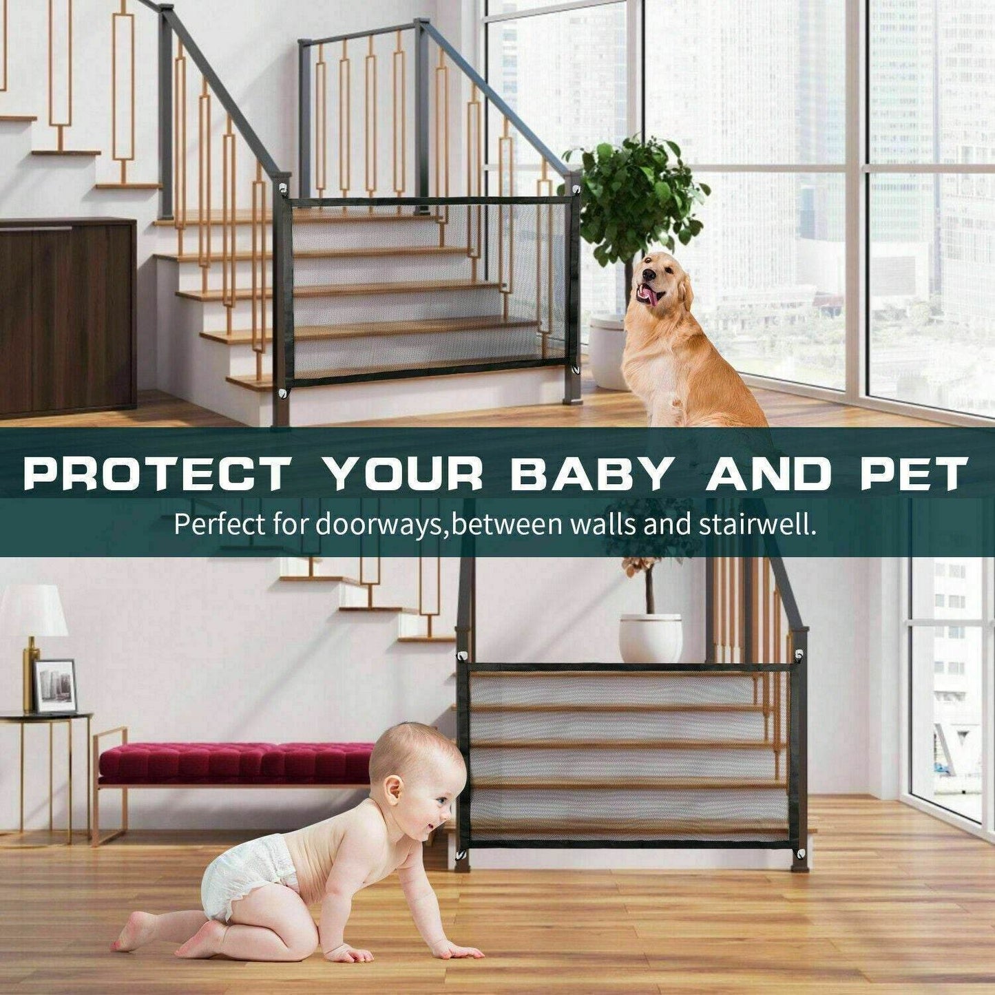Purrfect Pet Kingdom Mesh Dog Gate for Doorways Purrfect Pet Kingdom