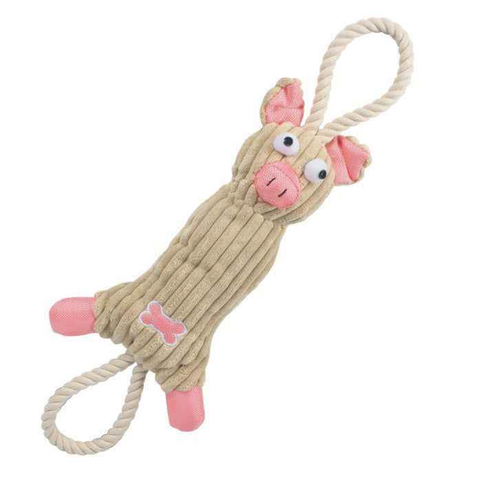 Purrfect Pet Kingdom jute rope dog toy for sustainable play with plush pig design and chew durable material