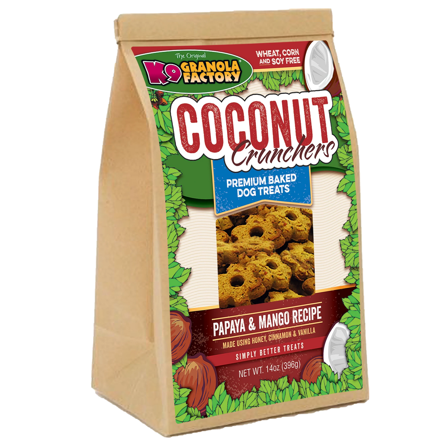 K9 Granola Factory Coconut Crunchers, Papaya & Mango Recipe Dog Treats (14oz) - Dog Treats - The Family Pet