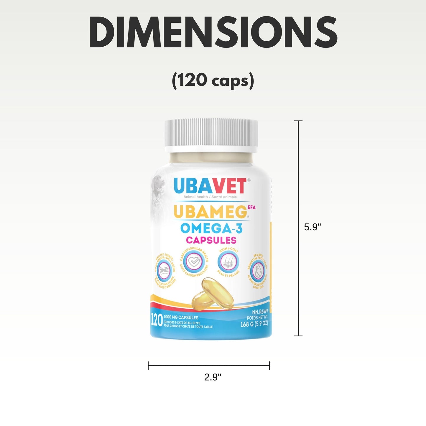 UBAVET Ubameg EFA 1000mg Omega-3 Fatty Acid Capsules for Dogs & Cats (120 caps) - Purrfect Pet Kingdom