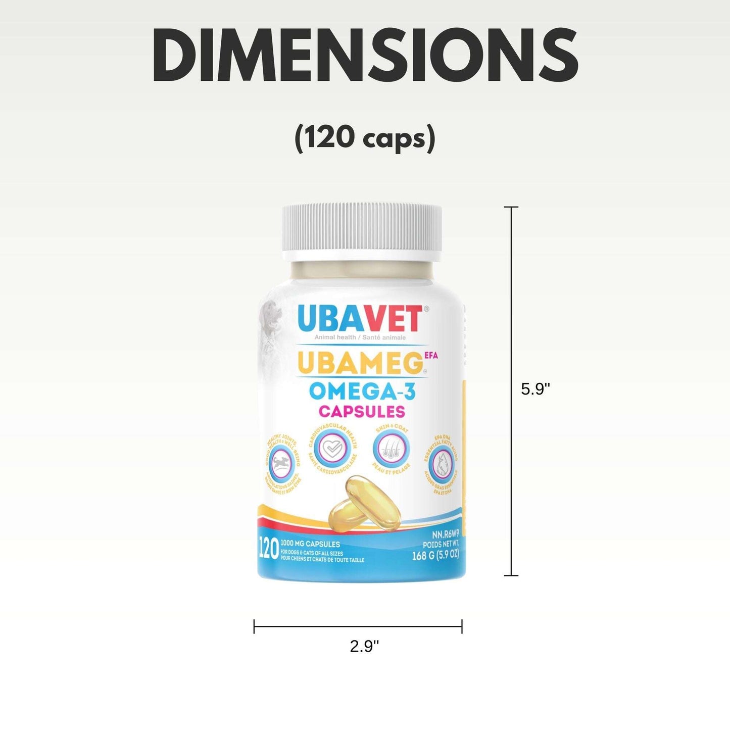 Purrfect Pet Kingdom Omega-3 fatty acid capsules for dogs and cats in a 120-count bottle