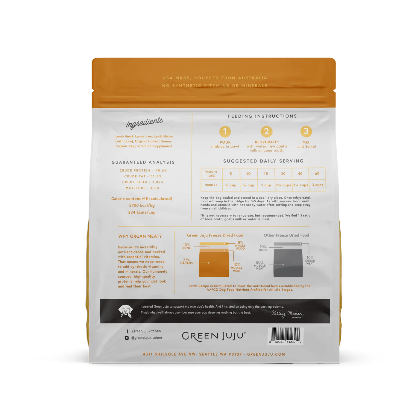 Green Juju Lamb Recipe Freeze Dried Dog Food (14OZ) - Freeze Dried Dog Food - The Family Pet