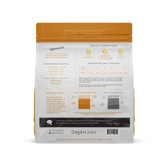 Green Juju Lamb Recipe Freeze Dried Dog Food (14OZ) - Freeze Dried Dog Food - The Family Pet