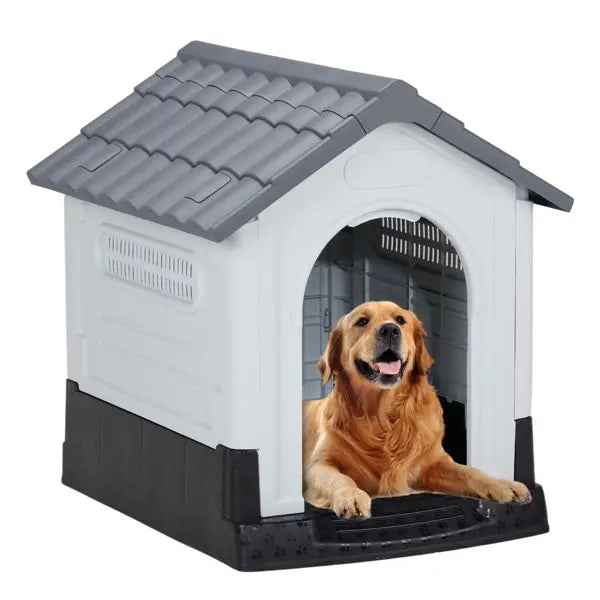 Purrfect Pet Kingdom Large Plastic Dog House - Durable & Weatherproof Purrfect Pet Kingdom