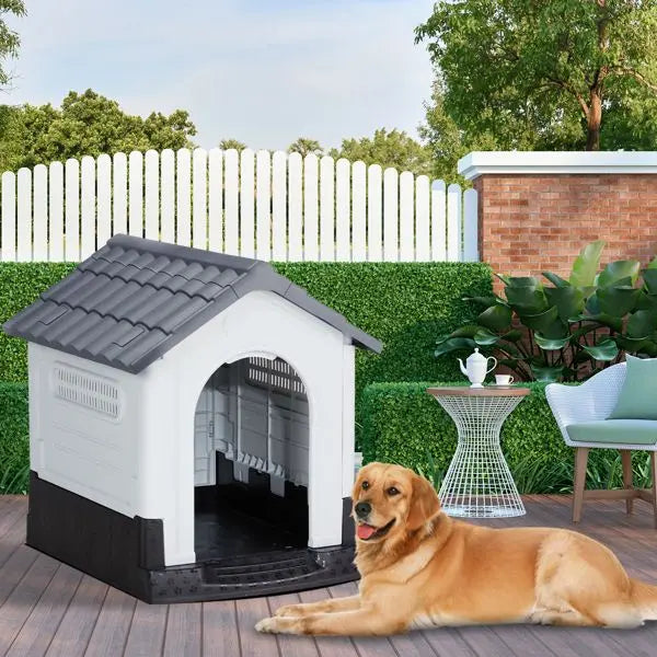 Purrfect Pet Kingdom Large Plastic Dog House - Durable & Weatherproof Purrfect Pet Kingdom