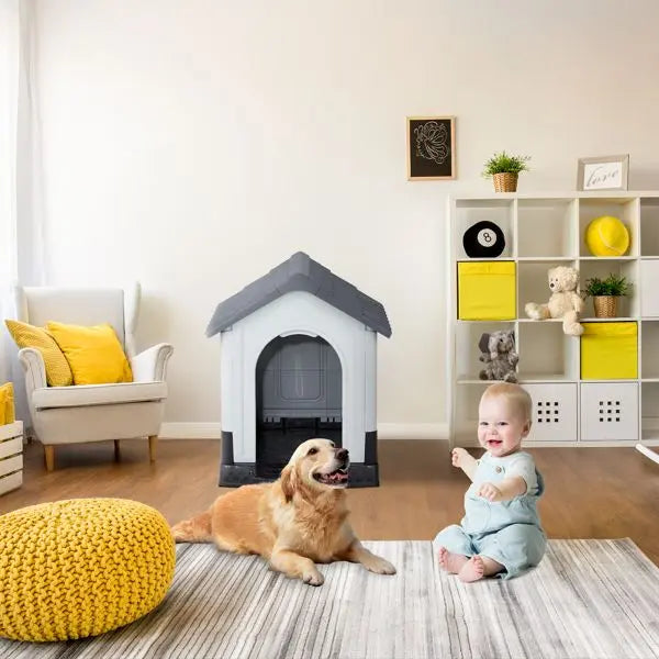 Purrfect Pet Kingdom Large Plastic Dog House - Durable & Weatherproof Purrfect Pet Kingdom