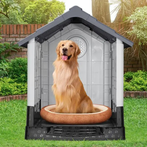 Purrfect Pet Kingdom Large Plastic Dog House - Durable & Weatherproof Purrfect Pet Kingdom