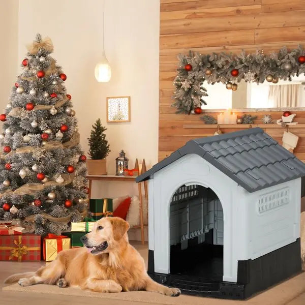 Purrfect Pet Kingdom Large Plastic Dog House - Durable & Weatherproof Purrfect Pet Kingdom