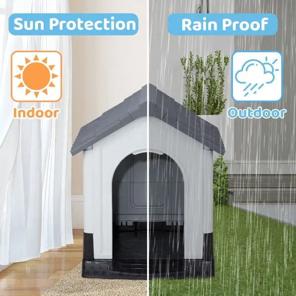 Purrfect Pet Kingdom Large Plastic Dog House - Durable & Weatherproof Purrfect Pet Kingdom