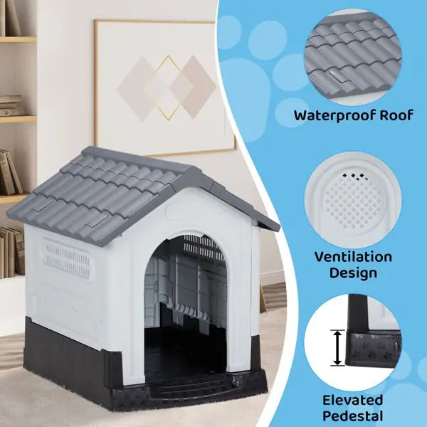 Purrfect Pet Kingdom Large Plastic Dog House - Durable & Weatherproof Purrfect Pet Kingdom