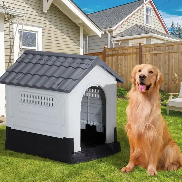 Purrfect Pet Kingdom Large Plastic Dog House - Durable & Weatherproof Purrfect Pet Kingdom