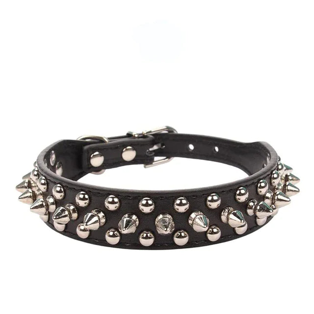 Rugged Leather Spiked Collar for Dogs and Cats - Ameraeon