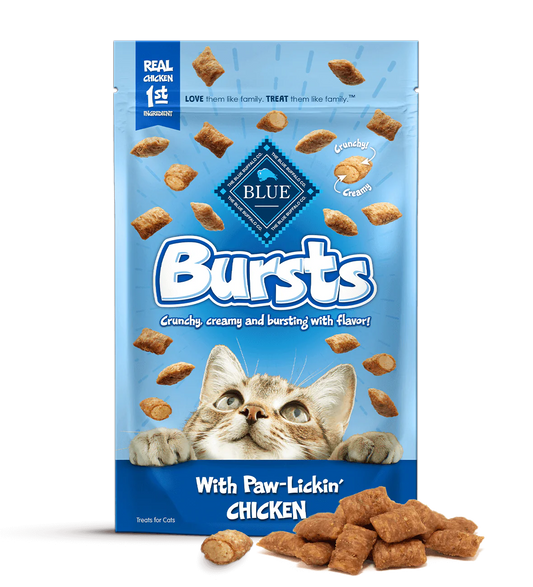 Blue Buffalo Blue Bursts Crunchy and Creamy Cat Treats Paw - Lickin’ Chicken (2oz) - Dried Cat Treats - The Family Pet