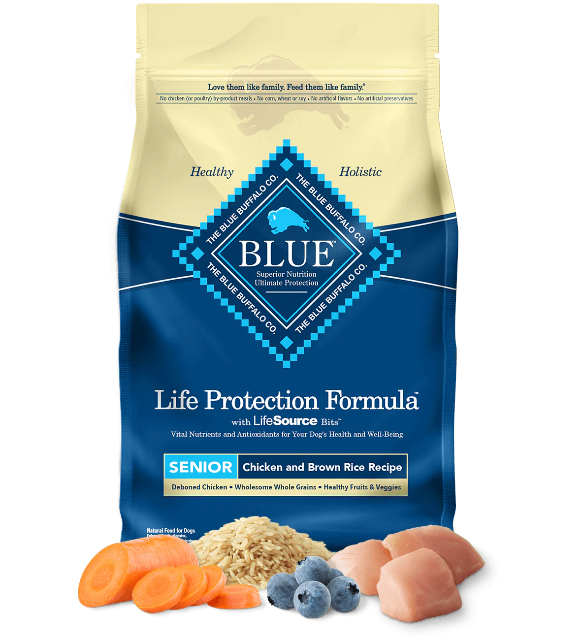 Blue Buffalo Senior Chicken and Brown Rice Dry Dog Food - Dry Dog Food - The Family Pet