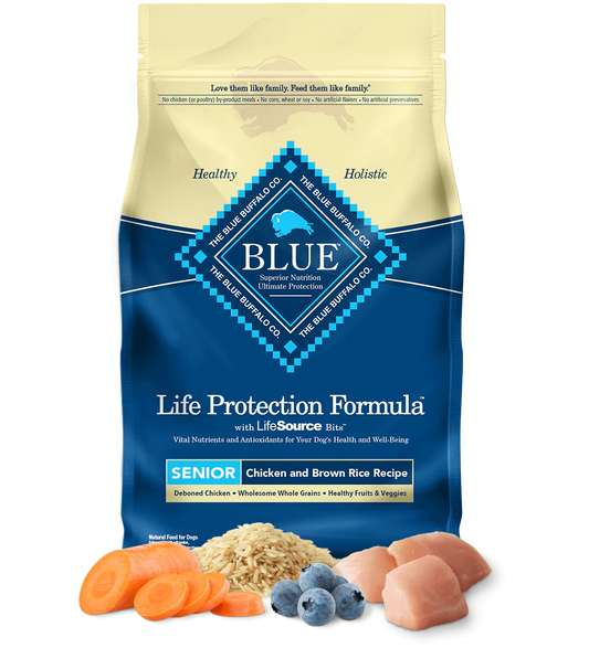 Blue Buffalo Senior Chicken and Brown Rice Dry Dog Food - Dry Dog Food - The Family Pet