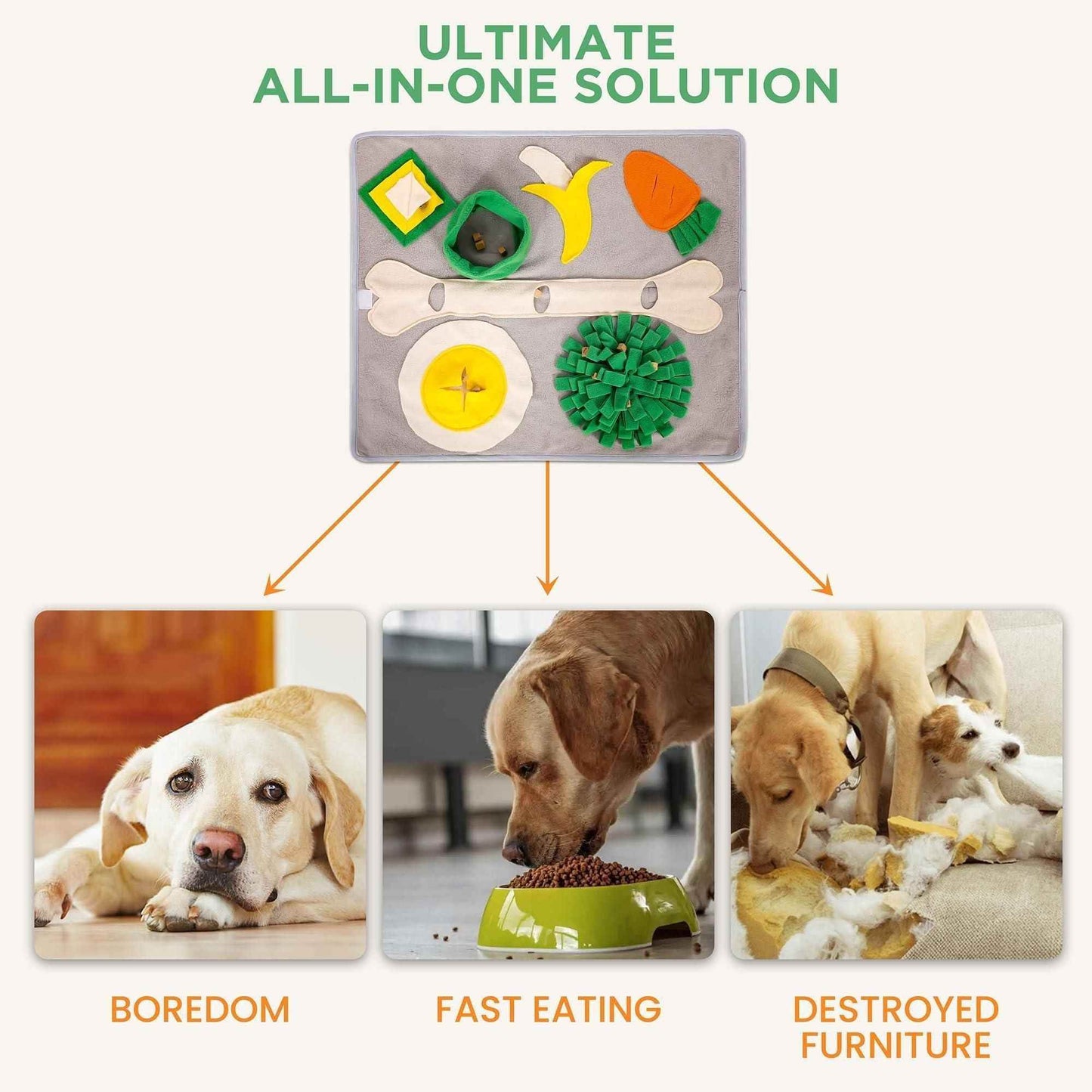Purrfect Pet Kingdom snuffle mat for large dogs with various interactive compartments to reduce boredom and fast eating