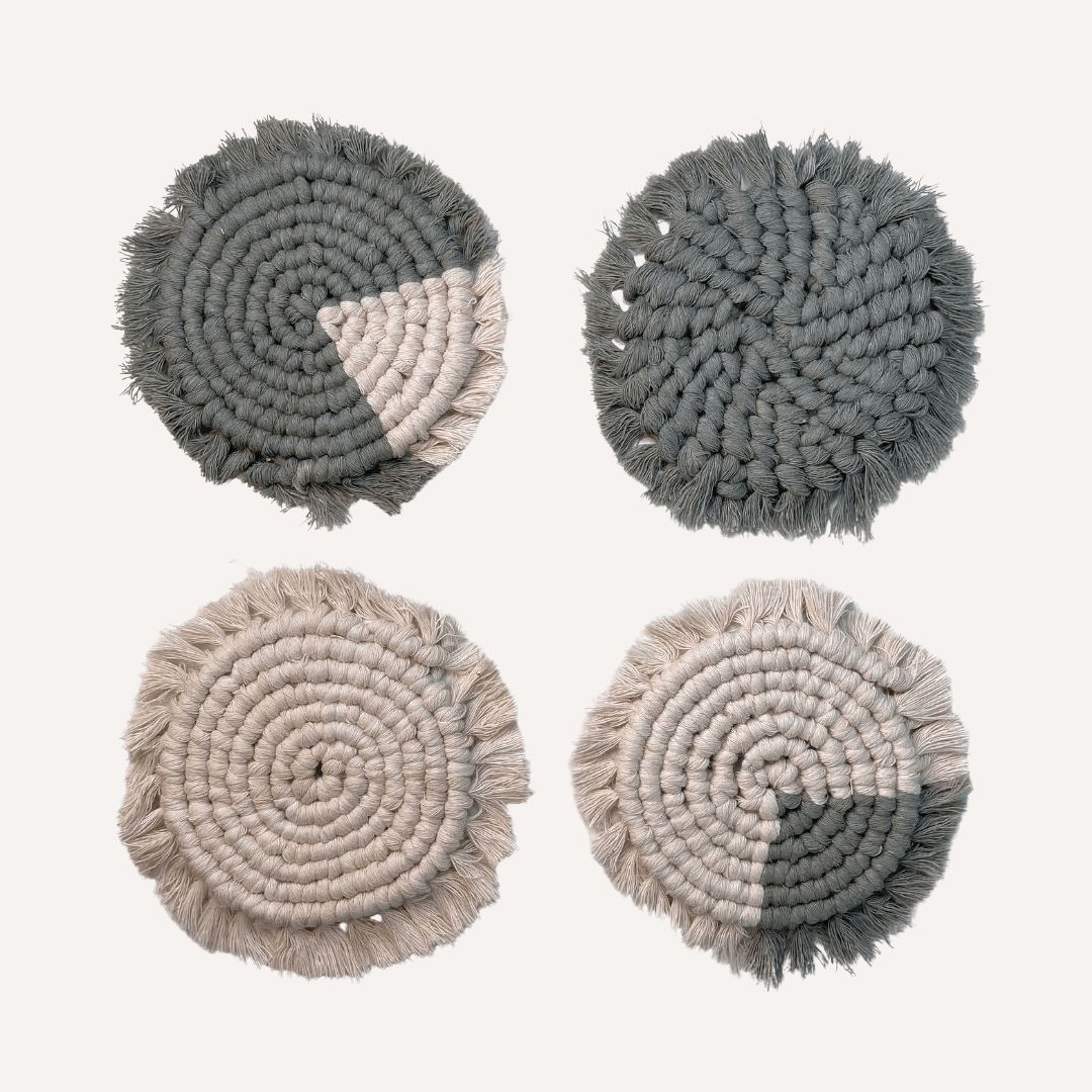 Handmade Macrame Coasters | Set of 4 Boho Drink Mats - Purrfect Pet Kingdom