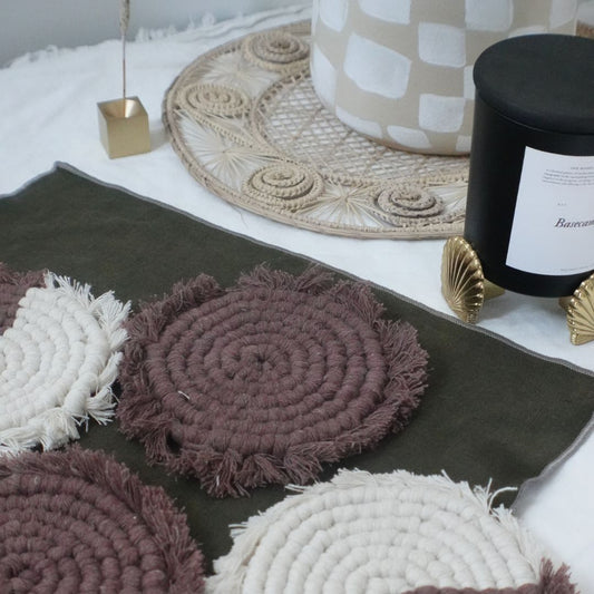 Handmade Macrame Coasters | Set of 4 Boho Drink Mats - Purrfect Pet Kingdom