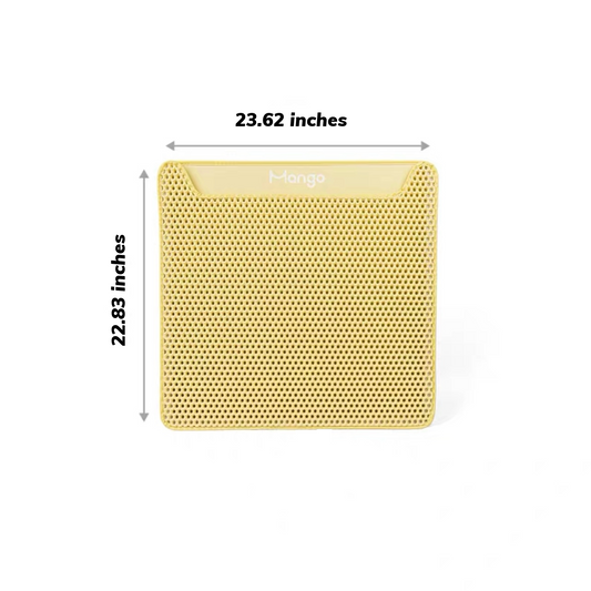 MangoPets EVA cat litter mat for odor control, 23.62 inches by 22.83 inches in yellow color