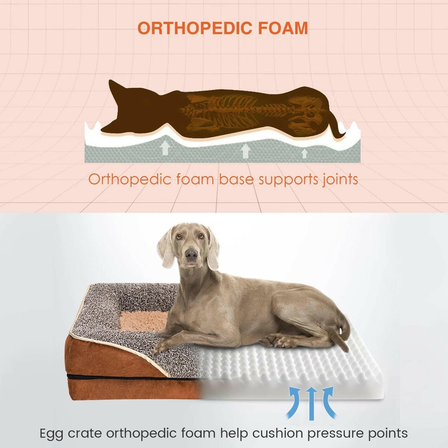 Memory foam pet bed for small dogs featuring orthopedic support and egg crate design for comfort