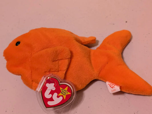 Merritt Island Curios - Goldie the Goldfish Ty Beanie Baby Orange 1994 MWMT Retired