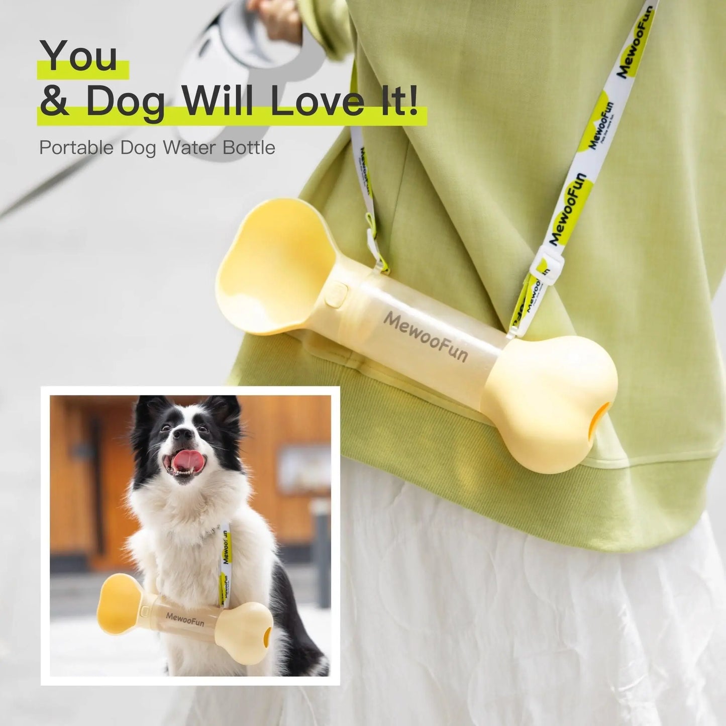 Purrfect Pet Kingdom portable Pet Water Bottle Dispenser shaped like a bone for dogs