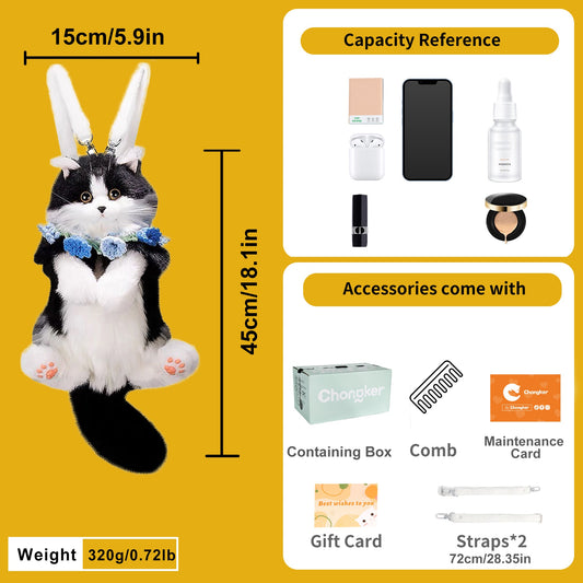 Mini Tuxedo Cat Backpack ? Plush Cat Bag for Girls Gift Idea